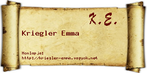 Kriegler Emma névjegykártya